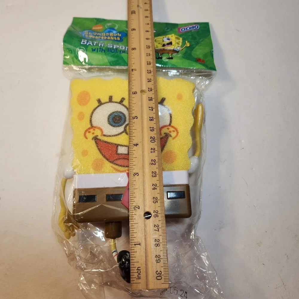 Vtg 2002 SpongeBob SquarePants Bath Sponge with Suction Cup Holder O-Cel-O 3M